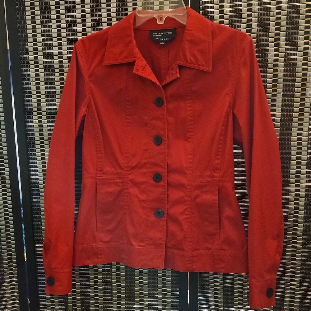 Jones of NY Red Button-Up Jacket M
